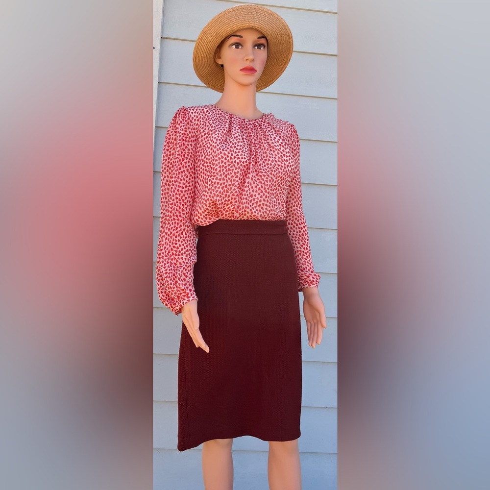 Ann Taylor Red Pencil Skirt Knee-Length Workwear